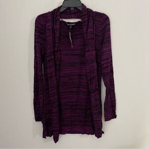 Cable & Gauge Women’s Long Sleeve Thin Knit Tunic Sweater with Scarf Purple S